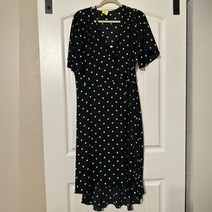 White House Black Market Midi High Low Polka Dot Dress SZ M. Worn Once.
